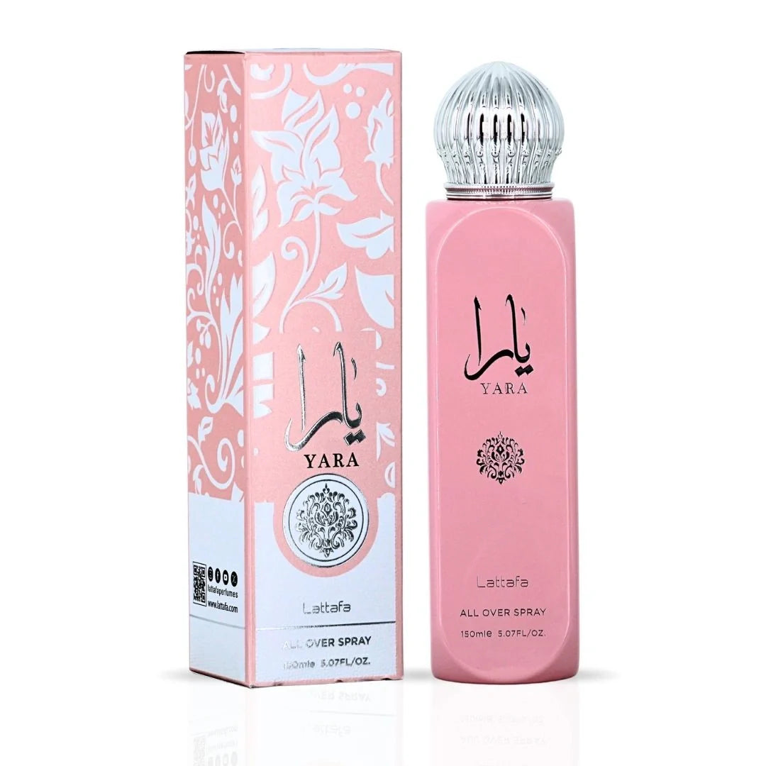 Spray Yara All Over 150 ml (5,07 oz) de Lattafa | Amanecer Mandarina, Corazón Tropical, Atardecer Vainilla