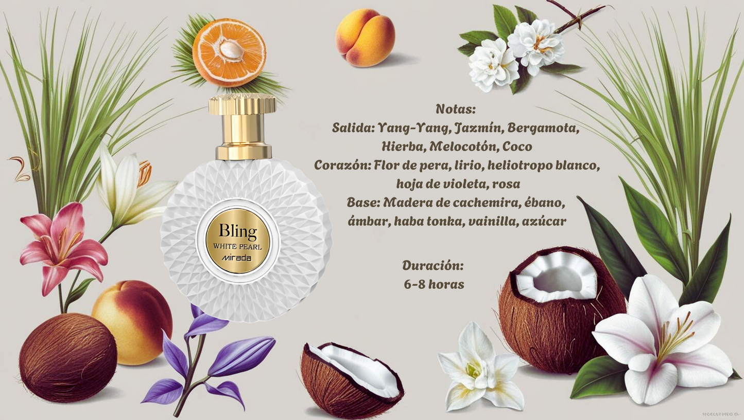 Bling White Pearl by Mirada EDP 3.4 oz – Perfume Femenino Elegante y Radiante