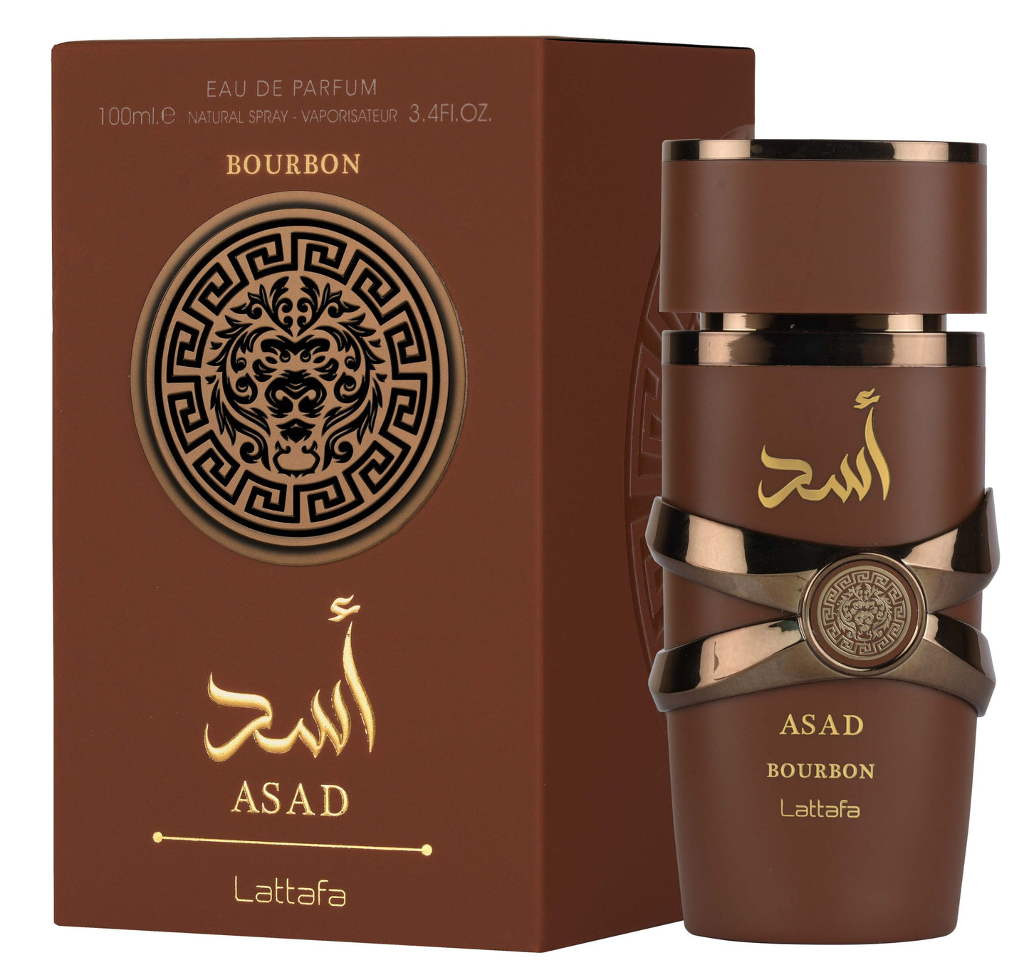 Perfume masculino Asad Bourbon de Lattafa EDP 3.4 oz, fragancia intensa y refinada, ideal para hombres sofisticados.