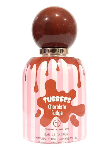 Perfume unisex Chocolate Fudge de Tubbees 100 ml EDP, con notas de chocolate, avellana, crema irlandesa y sándalo, en una botella elegante.