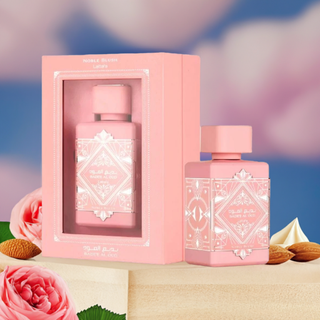 Badee al Oud Noble Blush de Lattafa EDP 3.4 oz – Perfume Femenino Frutal, Floral y Dulce.
