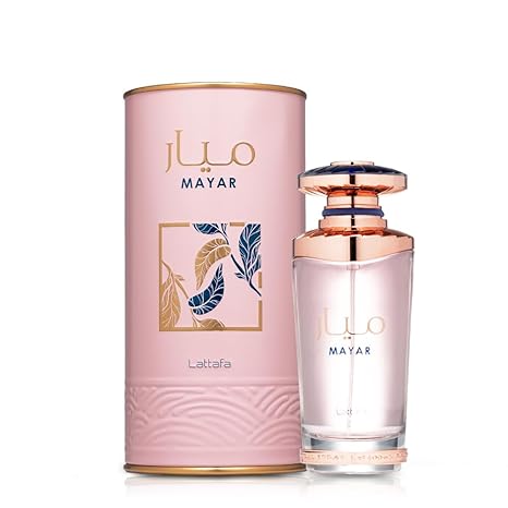 Mayar de Lattafa EDP 3.4 oz, un perfume femenino con notas frutales y frescas, ideal para mujeres que buscan una fragancia vibrante y refrescante.