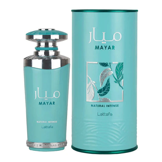 Mayar Natural Intense by Lattafa EDP 3.4 oz, un perfume femenino con una mezcla de notas frutales frescas y florales intensas, ideal para mujeres que buscan una fragancia vibrante, intensa y cautivadora.