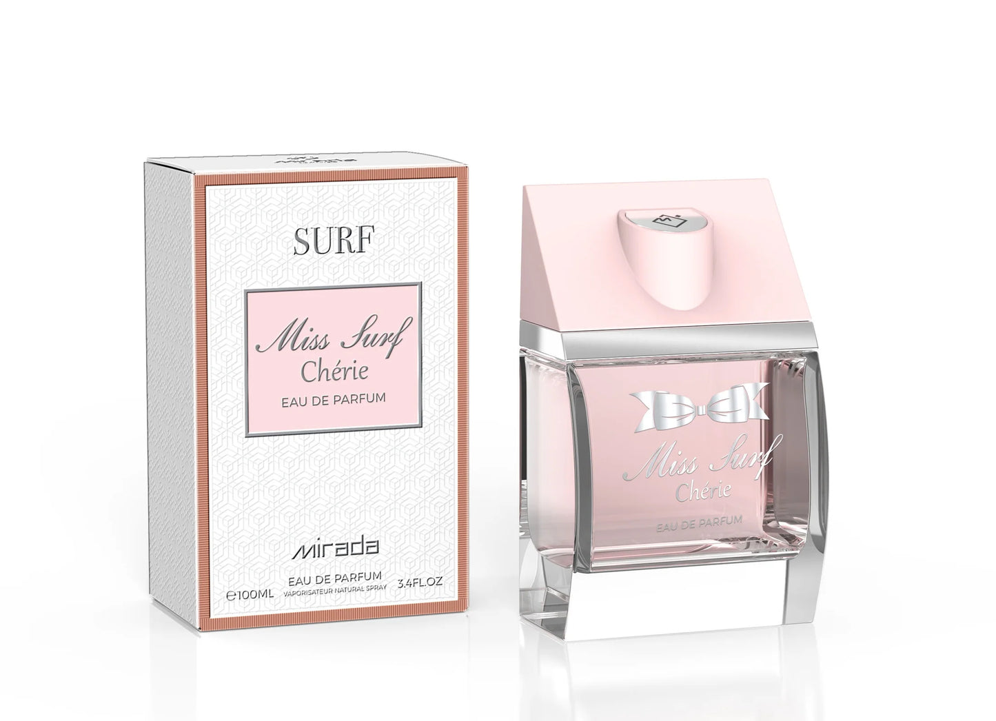 Miss Surf Cherie by Mirada EDP 3.4 oz, un perfume femenino con notas frescas y refrescantes de frutas y flores, ideal para mujeres que buscan una fragancia ligera, vibrante y veraniega.